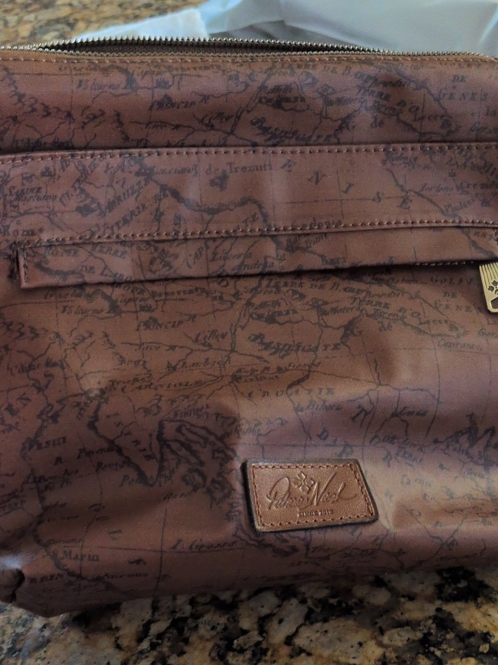 Patricia Nash Brown Map-Print Women's Travel Pouch
